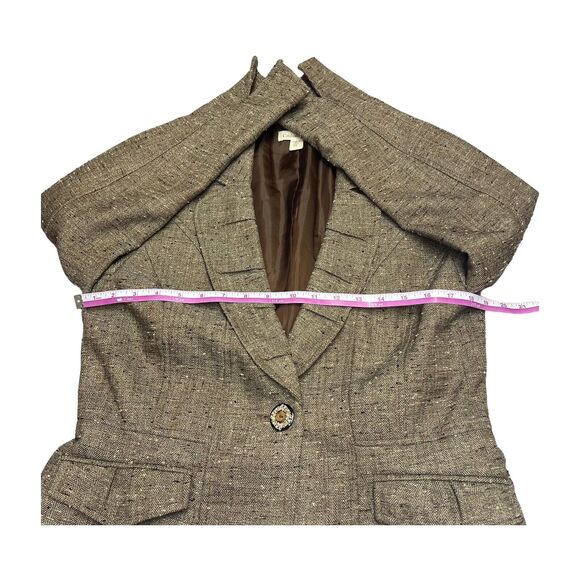 Coldwater Creek Tweed Brown Blazer One Button Jacket W/Pockets Women’s Size 6P - Picture 4 of 9